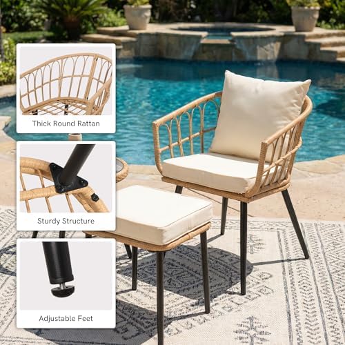 PORWEY 5 Piece Patio Bistro Set, All-Weather Rattan - Image 4