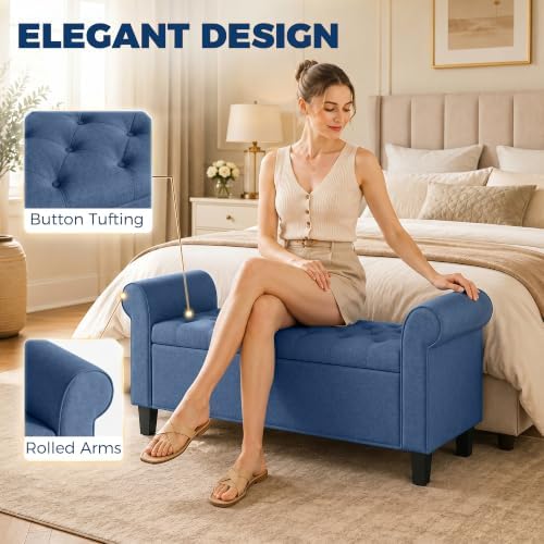 HOMCOM 47" Storage Ottoman End of Bed Bench - Image 6