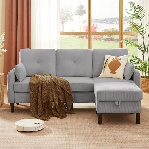 Modern Sectional Sofa with Storage Ottoman, L-Shaped 3-Seat Couch with 2 - Image 7