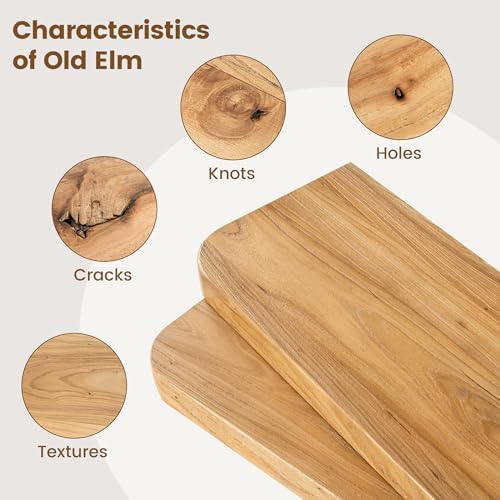 24 inch Floating Shelves for Wall, Elm Wood Rounded Edge - Image 6