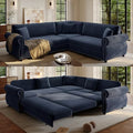 88.2" Chenille Vintage L-Shaped Pull-Out Sectional Sleeper Sofa Bed by Unknown