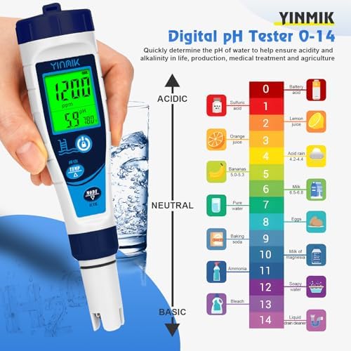 YINMIK Salt Meter for Pools & pH Meter, Digital 5 in 1 Salinity Meter - Image 3