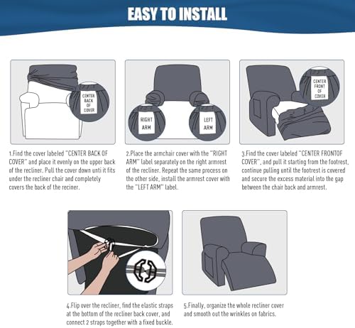TAOCOCO Recliner Chair Cover 4-Pieces - Image 6