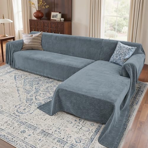 2 Pieces Sectional Couch Covers L Shaped Cover XL Dusty Blue by Unknown