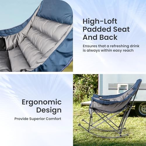 SUNW Oversized 400lbs Foldable Rocking Camping Chair - Image 3