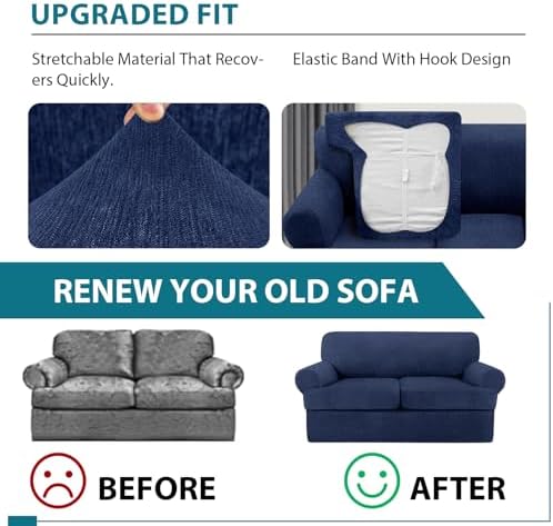 T Cushion Loveseat Slipcover 3 Pieces Sofa Covers - Image 5