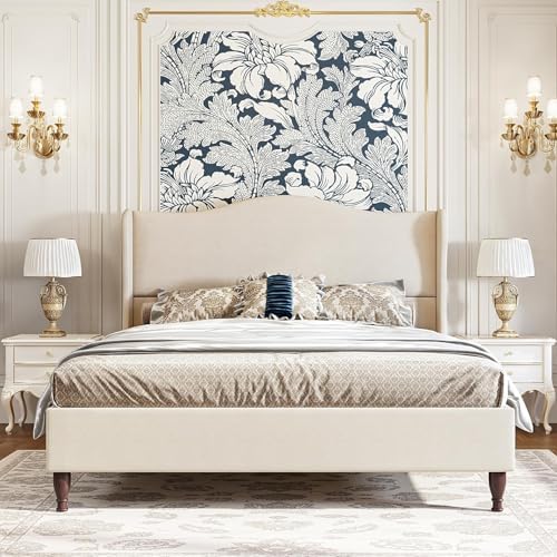 koorlian King Size Bed Frame Upholstered Platform Bed by Koorlian