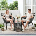 3 Piece Outdoor Wicker Furniture Bistro Set, Rattan Chairs Conversation Sets by HOMEZILLIONS