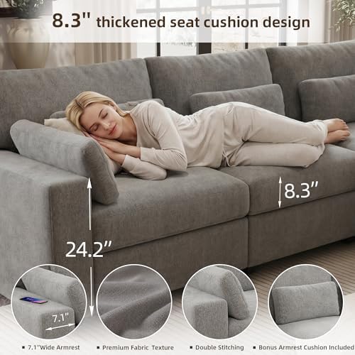 WorthFurni 109.1'' Modular Sectional Sofa, L Shaped Oversized Extra Deep Couches - Image 5