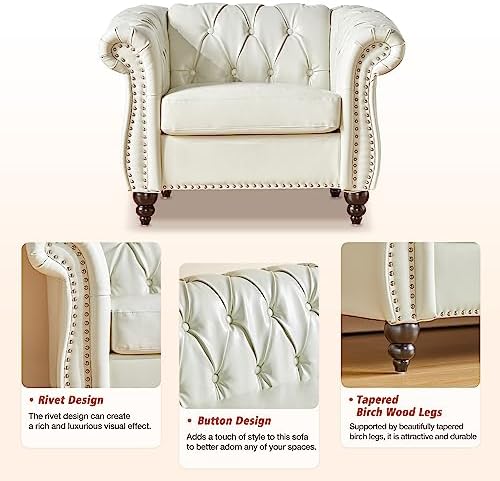 ORRD Chesterfield Chair, Modern Faux Leather Tufted Accent Sofa Couch Chair - Image 4