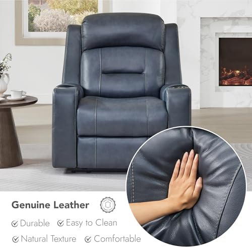 Watson & Whitely Genuine Leather Lay Flat Power Recliner Chair - Image 5