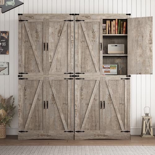 71in Farmhouse Kitchen Pantry Cabinet, Tall Storage Cabinet - Image 5