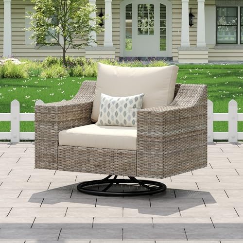 LUXOAK 360° Outdoor Rocking Chair, Patio Swivel Rocker by LUXOAKAddMoreStyletoHome