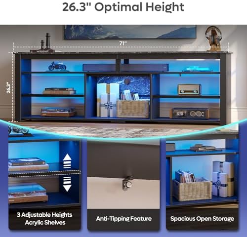 Bestier Tall TV Cabinet with LED & Storage - Image 6