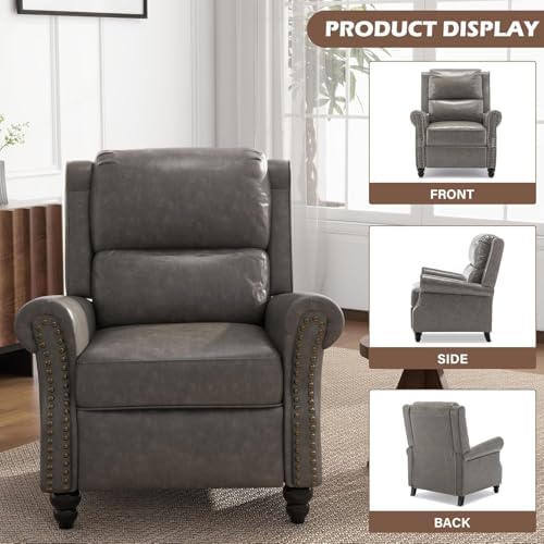 Faux Leather Pushback Recliner Chair, Overstuffed Armchair - Image 5
