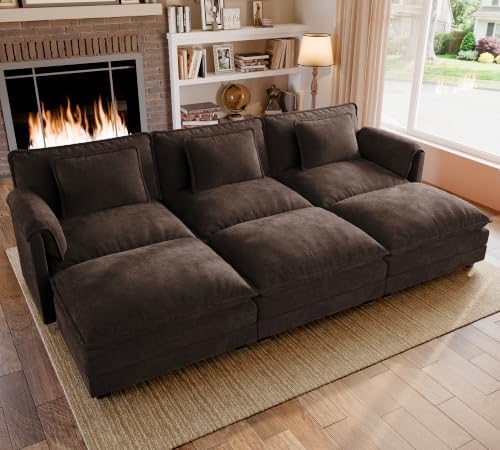 ELUCHANG 113" Oversized Modular Sectional Sofa, Comfy Chenille Cloud Couch by ELUCHANG