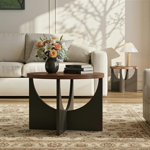 LIKIMIO Nesting Coffee Tables Set of 2, 23.6" Small Round Tables - Image 4