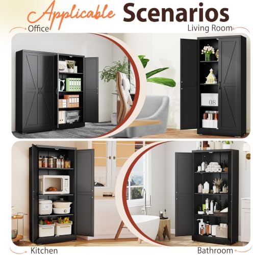 PAOFIN 63" Black Metal Storage Pantry Cabinet - Image 7