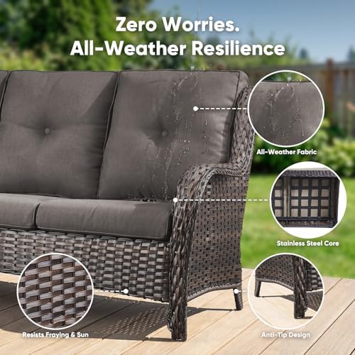 Belord 3-Piece PE Wicker Outdoor Sofa - Image 5