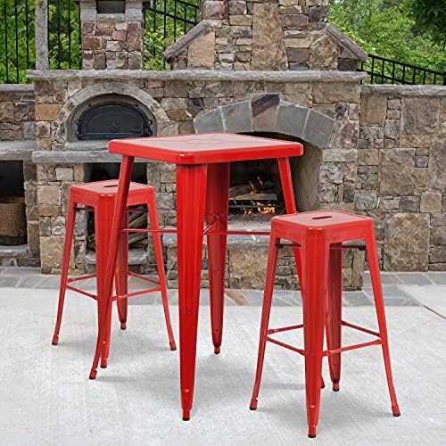 Flash Furniture 30 in Metal Indoor/Outdoor Backless Barstool - Image 2