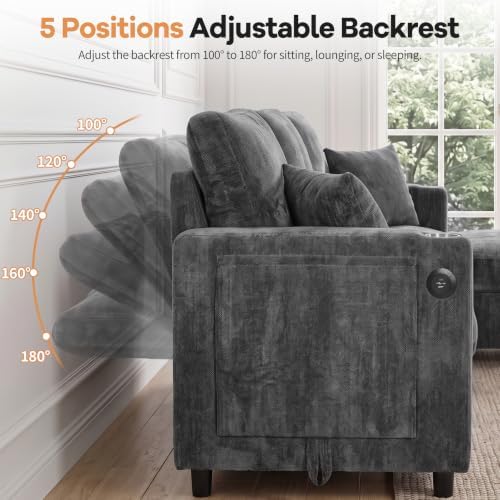 81”Pull Out Sofa Bed, L Shaped Sleeper Sofa - Image 6