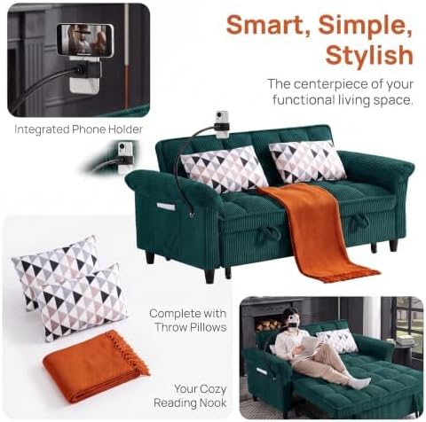 Corduroy Pull Out Sofa Bed - Image 6