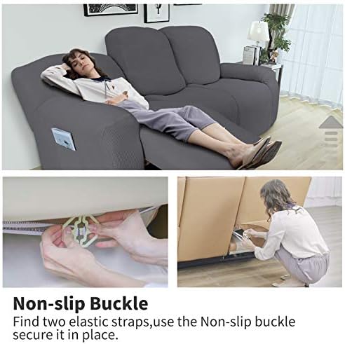 Easy-Going 6 Pieces RV Recliner Loveseat Sofa Slipcover Gray - Image 3