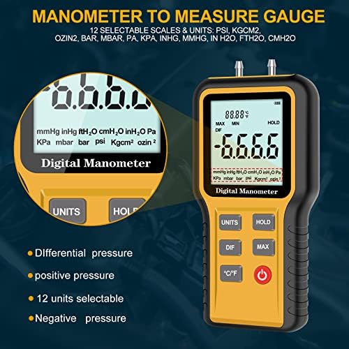 Manometer, Professional Air Pressure Meter, Dual-Port HVAC - Image 5