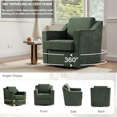 Swivel Accent Chair, Chenille Upholstered Armchair - Image 5