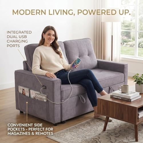 Actinidia 3 in 1 Convertible Sofa Bed, Pull Out Couch - Image 3