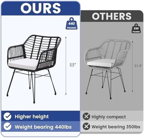 KROFEM 3 Piece Wicker Patio Bistro Furniture Set - Image 5