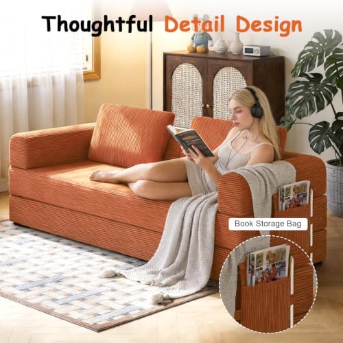 78" Convertible Sofa Bed, Corduroy Pull Out Couch - Image 5