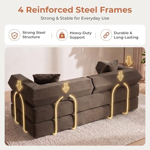 79" Convertible Futon Sofa Bed, Boneless Couch - Image 6