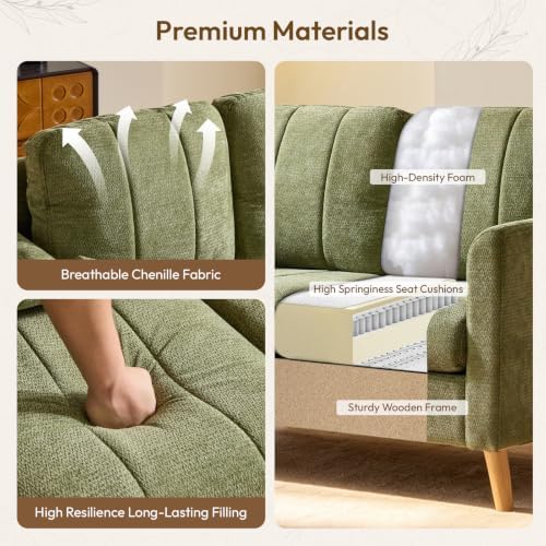 VINGLI 47.2" Tufted Chenille Loveseat, 7.9" Thick Padded Back - Image 7