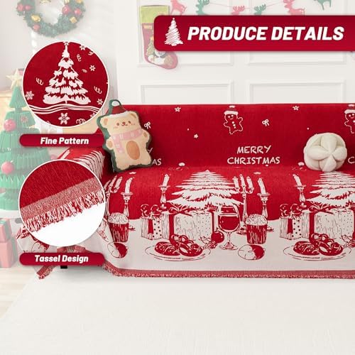 MYSKY HOME Christmas Couch Cover, Sofa Cover - Image 3