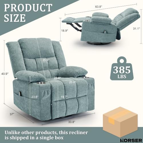 Korser 360° Swivel Rocker Recliner - Image 2