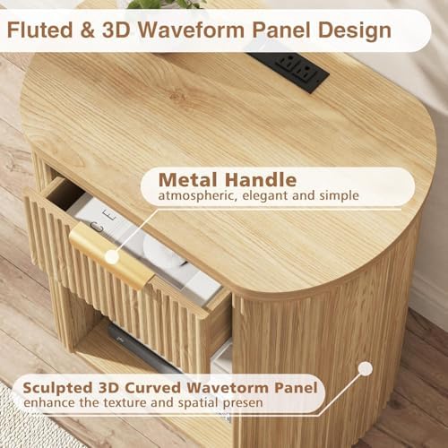 Fluted Round Nightstands Set of 2 - Image 5