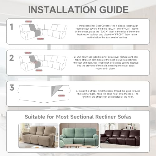 Waterproof Sectional Reclining Couch Covers L Shaped Recliner Sectional Sofa - Image 2