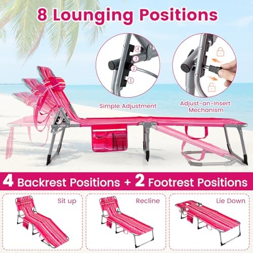 COSTWAY Tanning Chair with Face Hole, Folding Beach Lounge Chair - Image 4