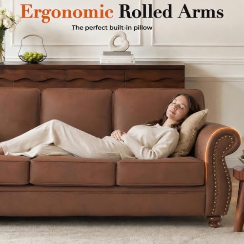 Couchus 71" W Living Room Furniture Sets, Loveseat&Single, Caramel Rust - Image 5