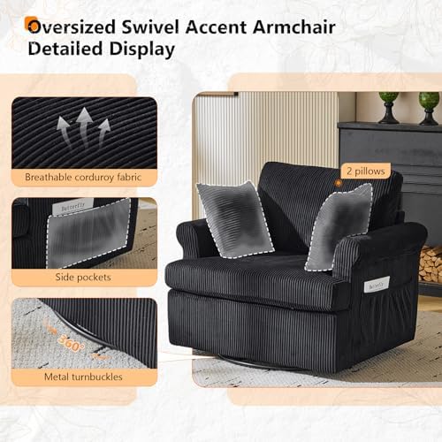 VINGL 39.2" Wide 360° Swivel Accent Armchairs - Image 3