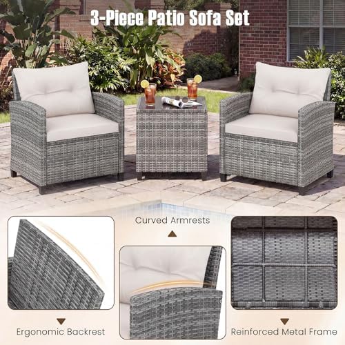 COSTWAY 3PCS Wicker Patio Furniture Set - Image 7