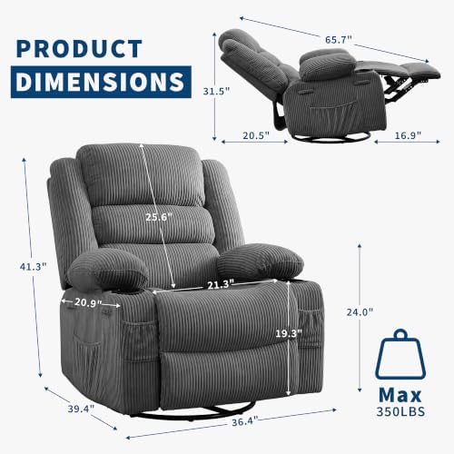 Garvee Rocking Recliner Chair for Adults Wide 360° Swivel Rocker Recliner - Image 2