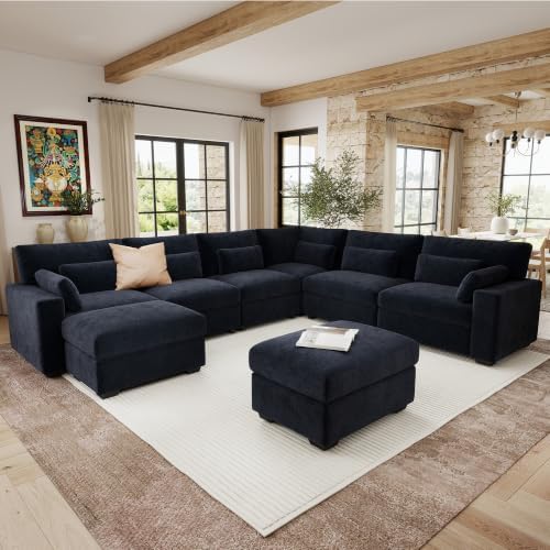 WorthFurni 142.1'' Modular Sectional Sofa, L Shaped Oversized Extra Deep Couches by WorthFurni