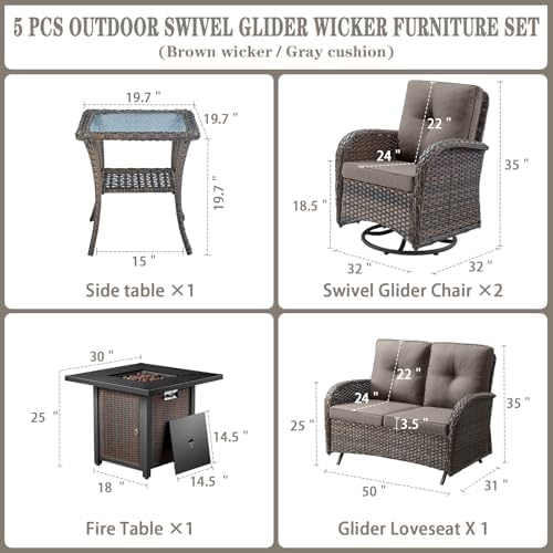Belord 5 Pieces Patio Furniture Set - Image 3