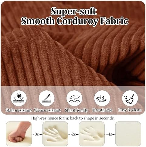 53.15'' Convertible Compressed Corduroy Folding Cloud Sofa Bed, Modern Boneless - Image 5