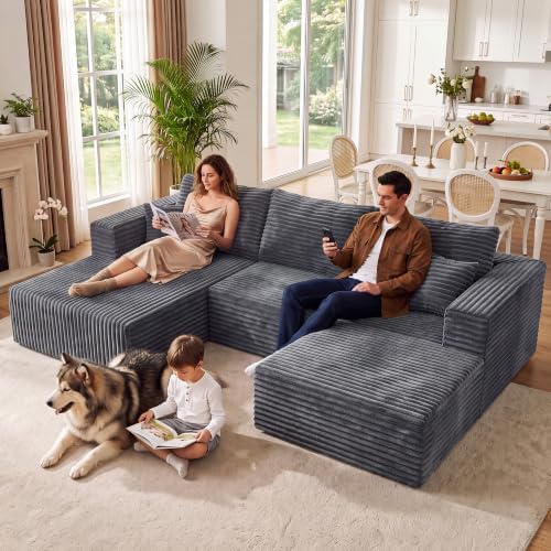 92.5" U-Shaped Boneless Modular Sectional Sofa, 3 Seater Sofa - Image 3