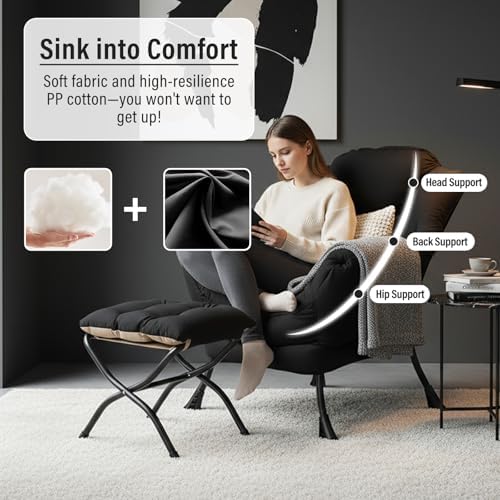 Furlide Lazy Chair with Ottoman, Soft Comfy Chair - Image 4