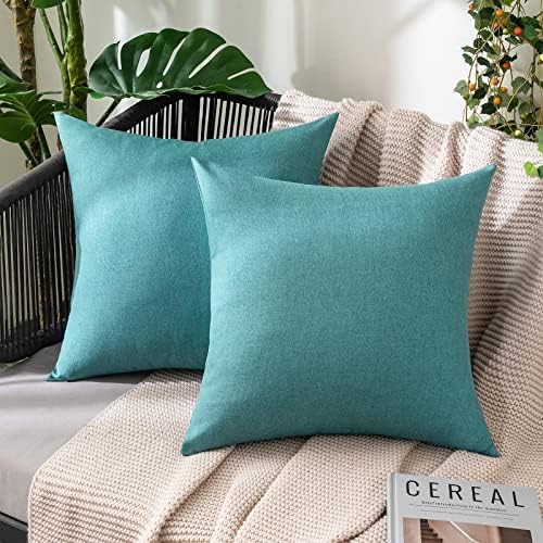 MIULEE Decorative Outdoor Pillow Covers Waterproof 20x20 Turquoise by MIULEE