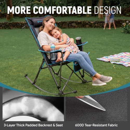 FUNDANGO Oversized Rocking Camping Chair 440Lbs Padded Folding Camp Chairs - Image 4